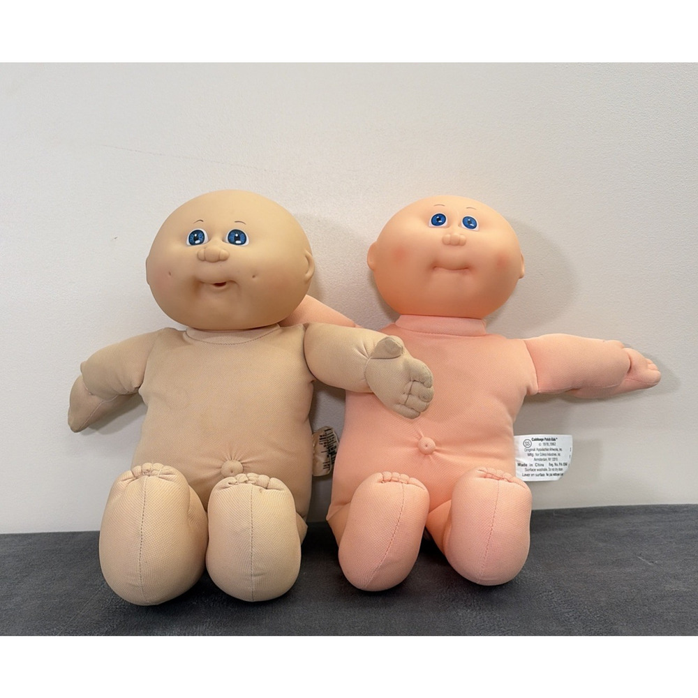 2) Vintage 1982 Coleco Cabbage Patch Kids Doll Bald Blue Eyes 14” No Clothes